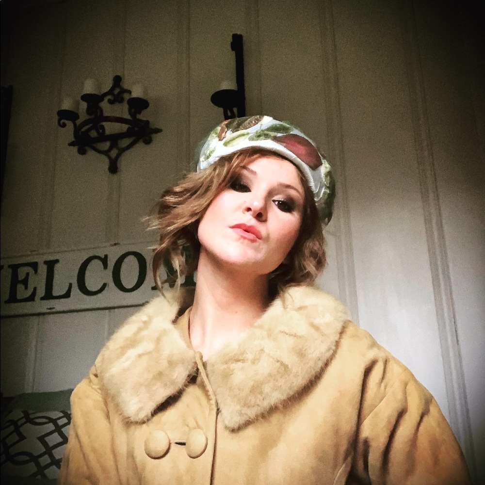 Vintage | 1960s Suede Tan Color Coat with Mink Collar